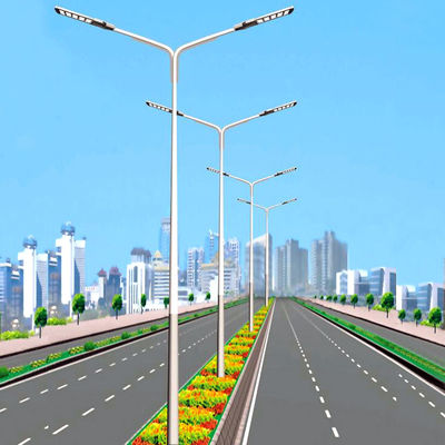 Dual Arm Brackets Galvanized Steel Light Pole For Residential Yards